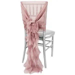 1 Set of Soft Curly Willow Ruffles Chair Sash & Cap - Dusty Rose/Mauve