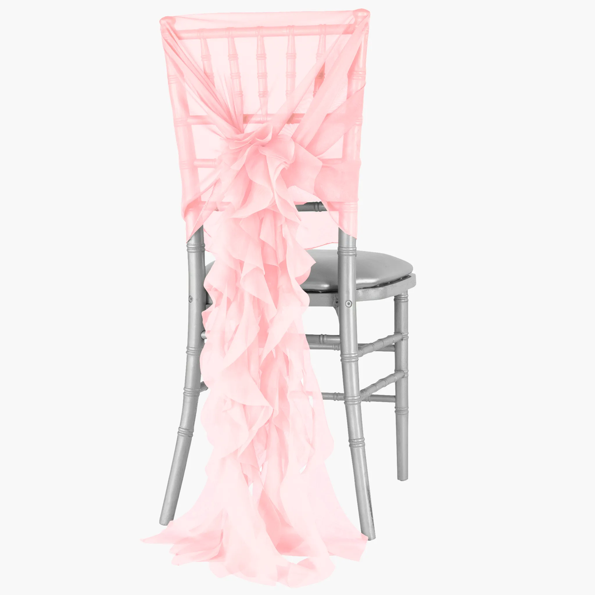 1 Set of Soft Curly Willow Ruffles Chair Sash & Cap - Pink