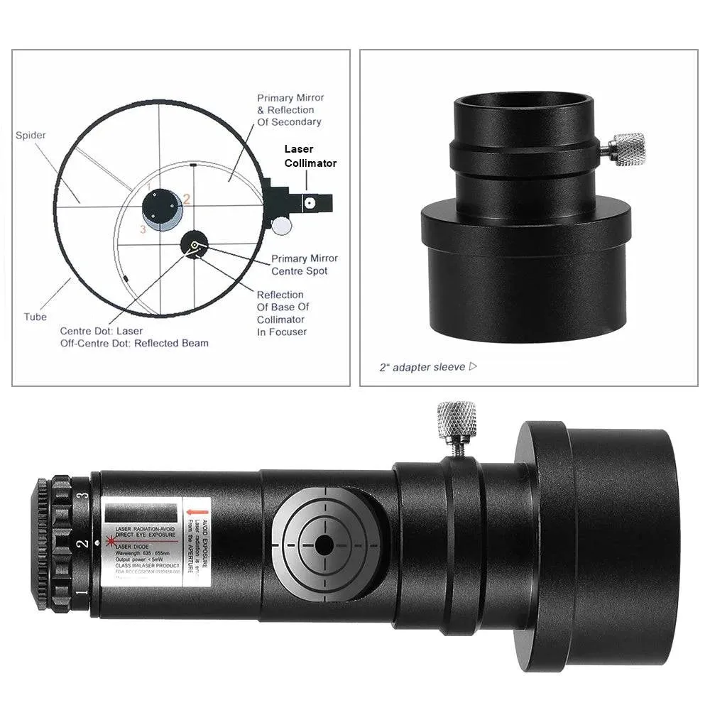 1.25IN Telescope Collimator 2INCH Adapter Reflector Telescope 7 Brightness Level Eye Lens Calibrator