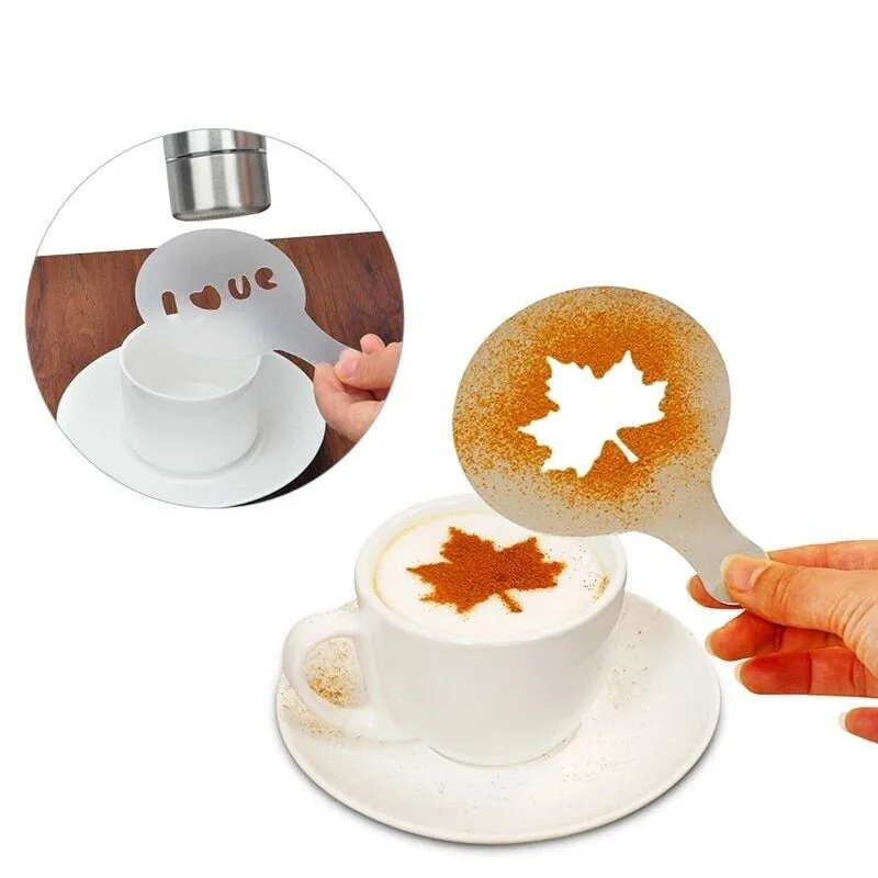 16Pcs/Set Coffee Stencil Cafe Barista Tools Latte Art Maker Cappuccino Decor Pattern Mold Coffee Making Accessories