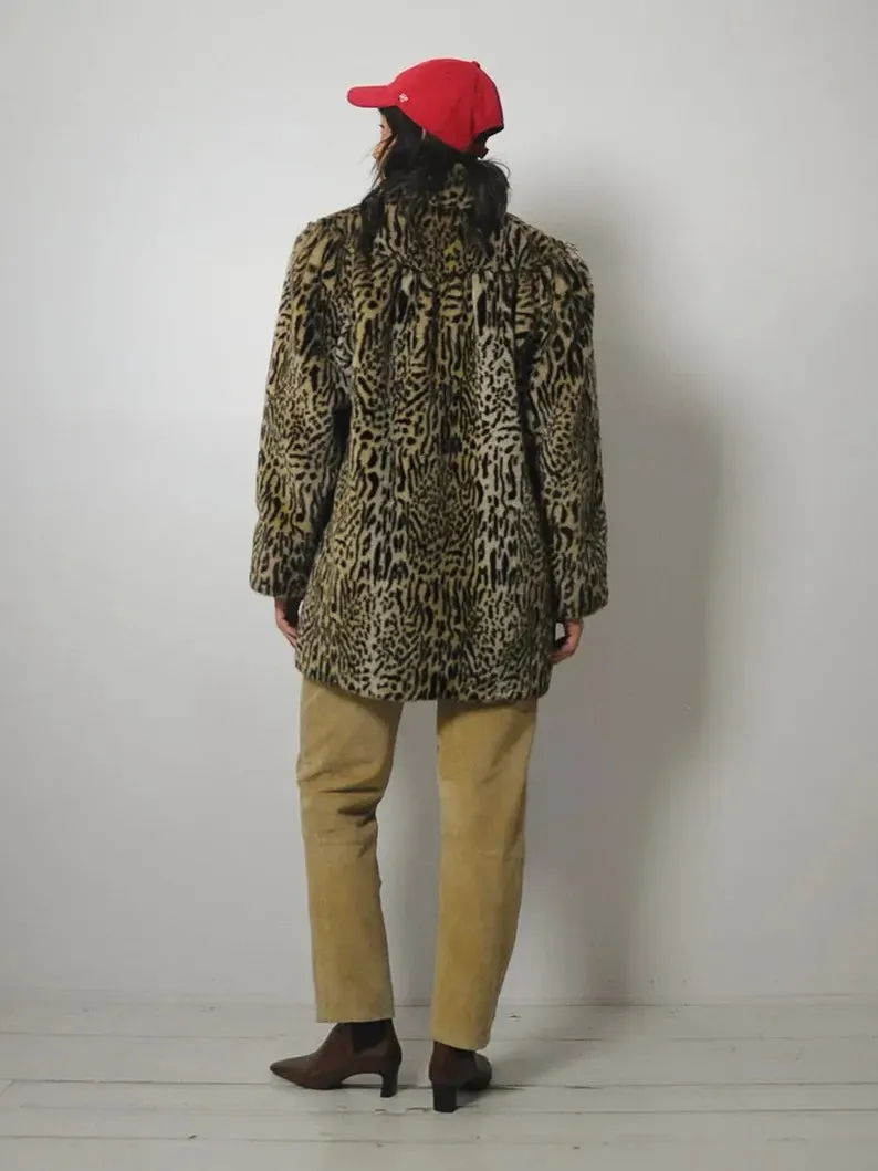 1970's Leopard Faux Fur Coat