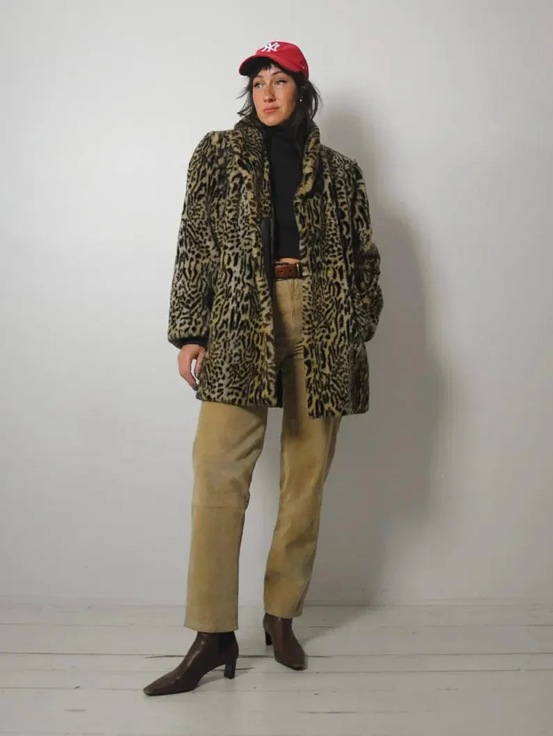 1970's Leopard Faux Fur Coat