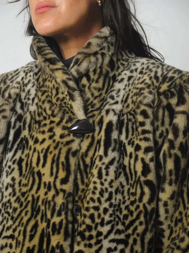 1970's Leopard Faux Fur Coat