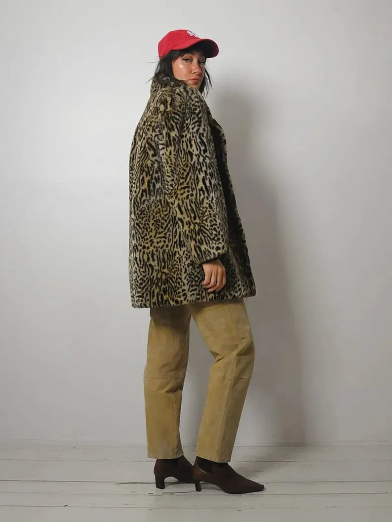 1970's Leopard Faux Fur Coat