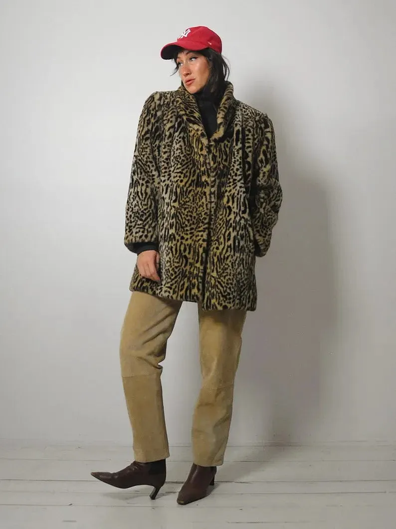 1970's Leopard Faux Fur Coat