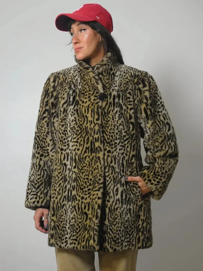 1970's Leopard Faux Fur Coat