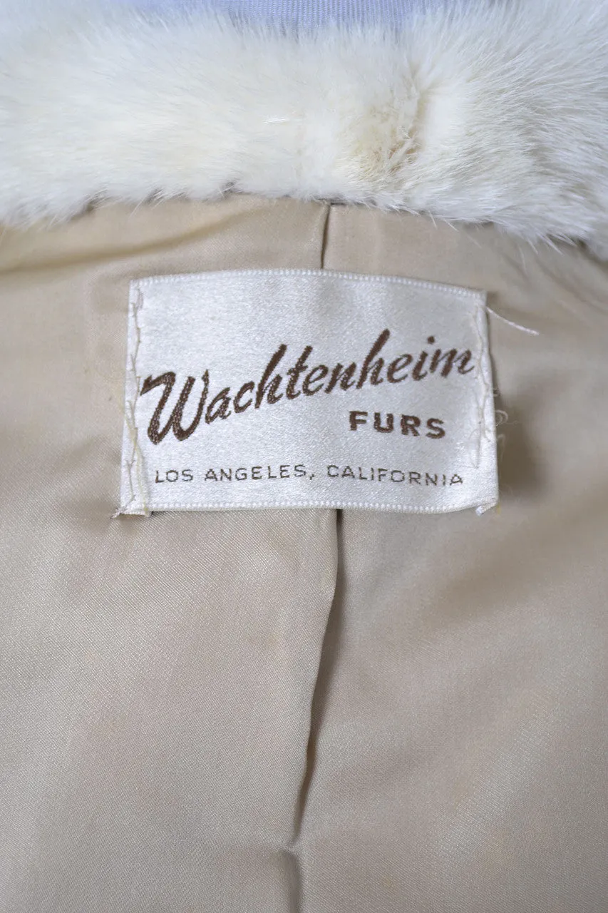 1970s Rare Wachtenheim Pearl White Mink Fur Jacket Zip Front Coat