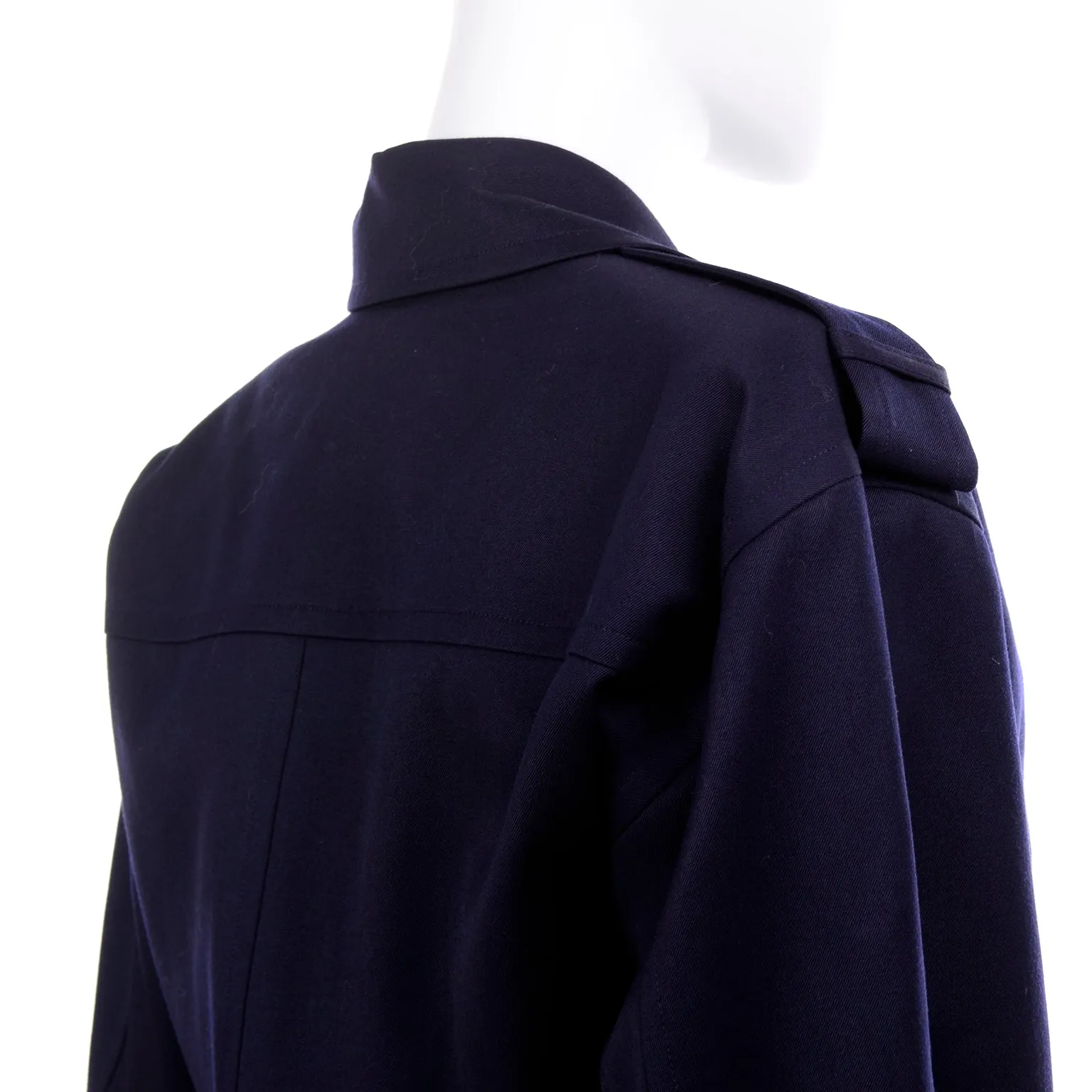 1986 Deadstock Yves Saint Laurent Vintage Navy Blue Wool Short Jacket w Tag