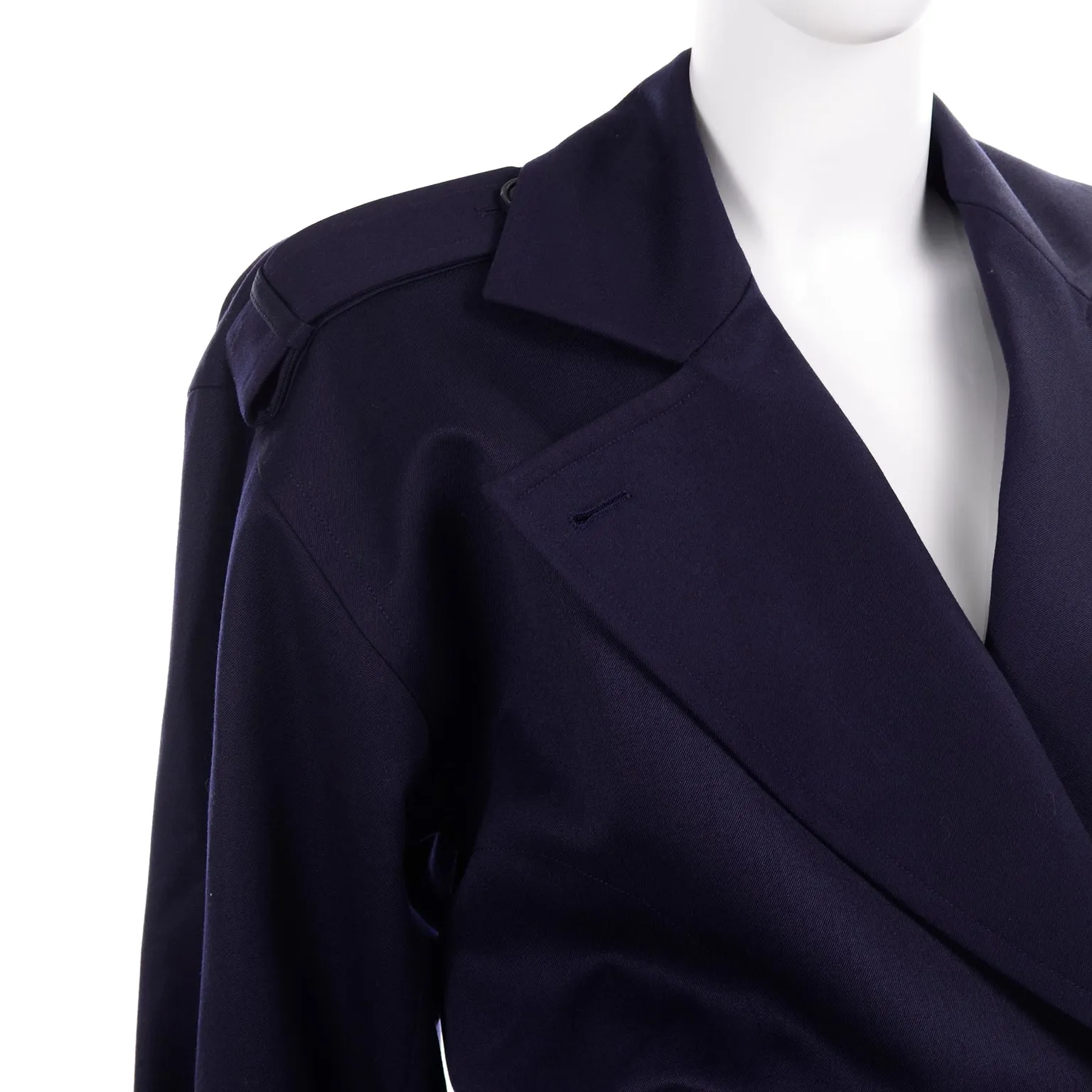 1986 Deadstock Yves Saint Laurent Vintage Navy Blue Wool Short Jacket w Tag