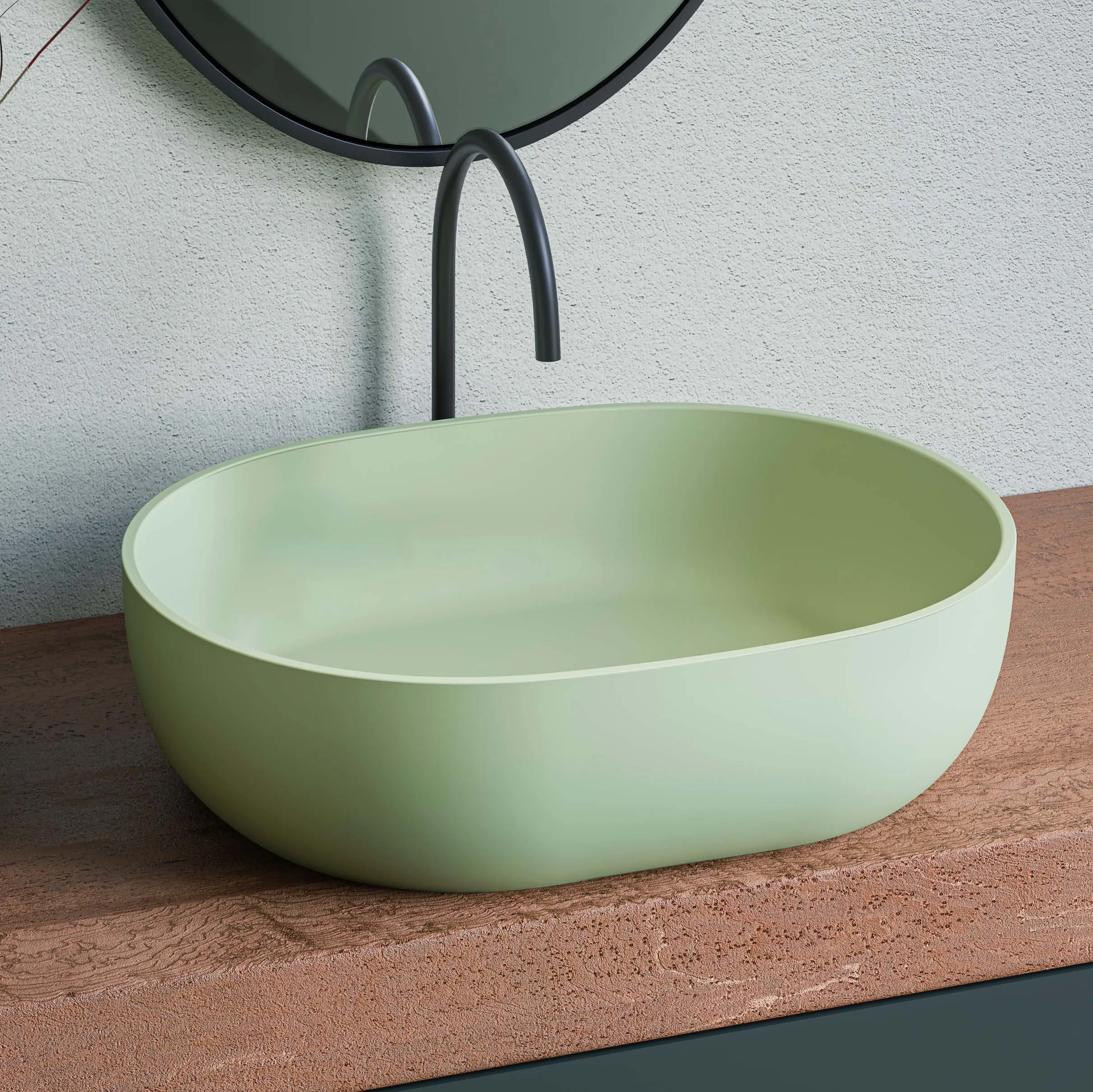 19" Solid Surface Bathroom Vessel Sink Avocado Lime Green