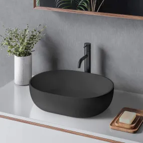 19" Solid Surface Modern Bathroom Vessel Sink Matte Black