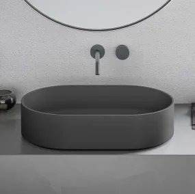 23" Solid Surface Modern Bathroom Vessel Sink Matte Black