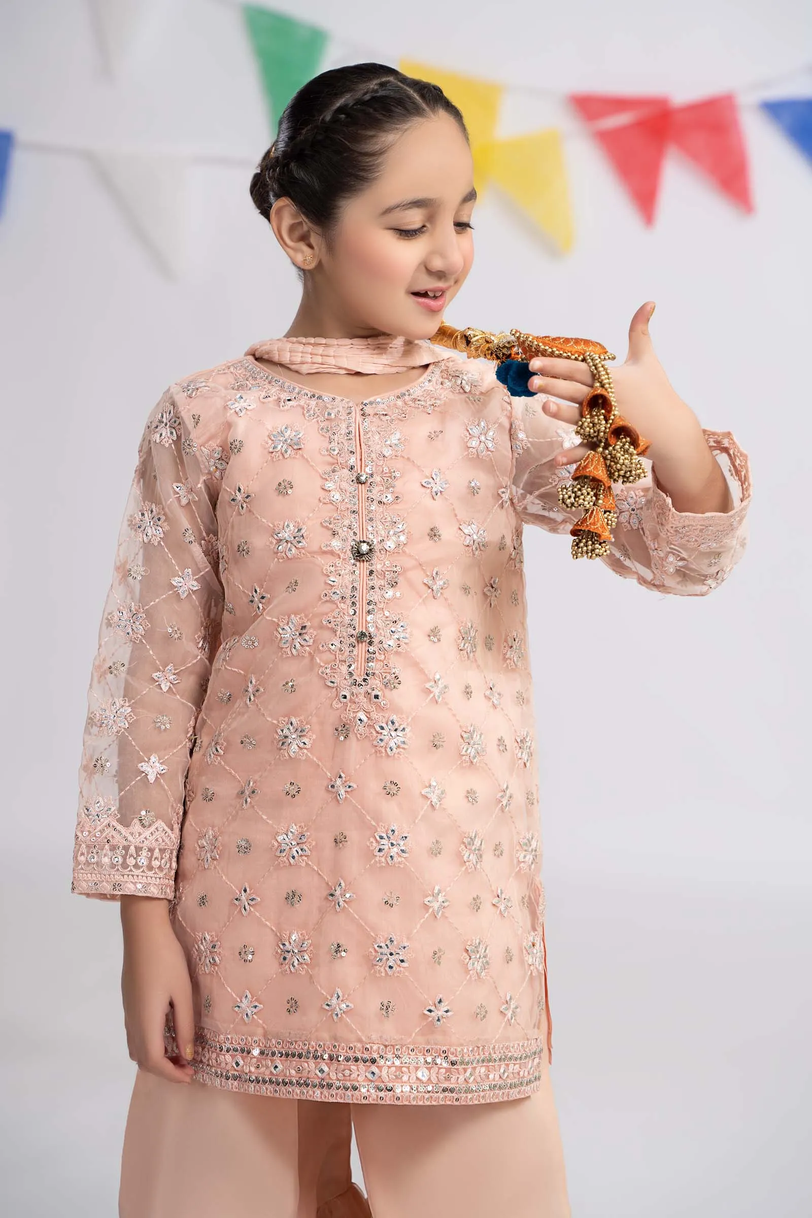 3 Piece Embroidered Organza Suit | MKS-EF24-11