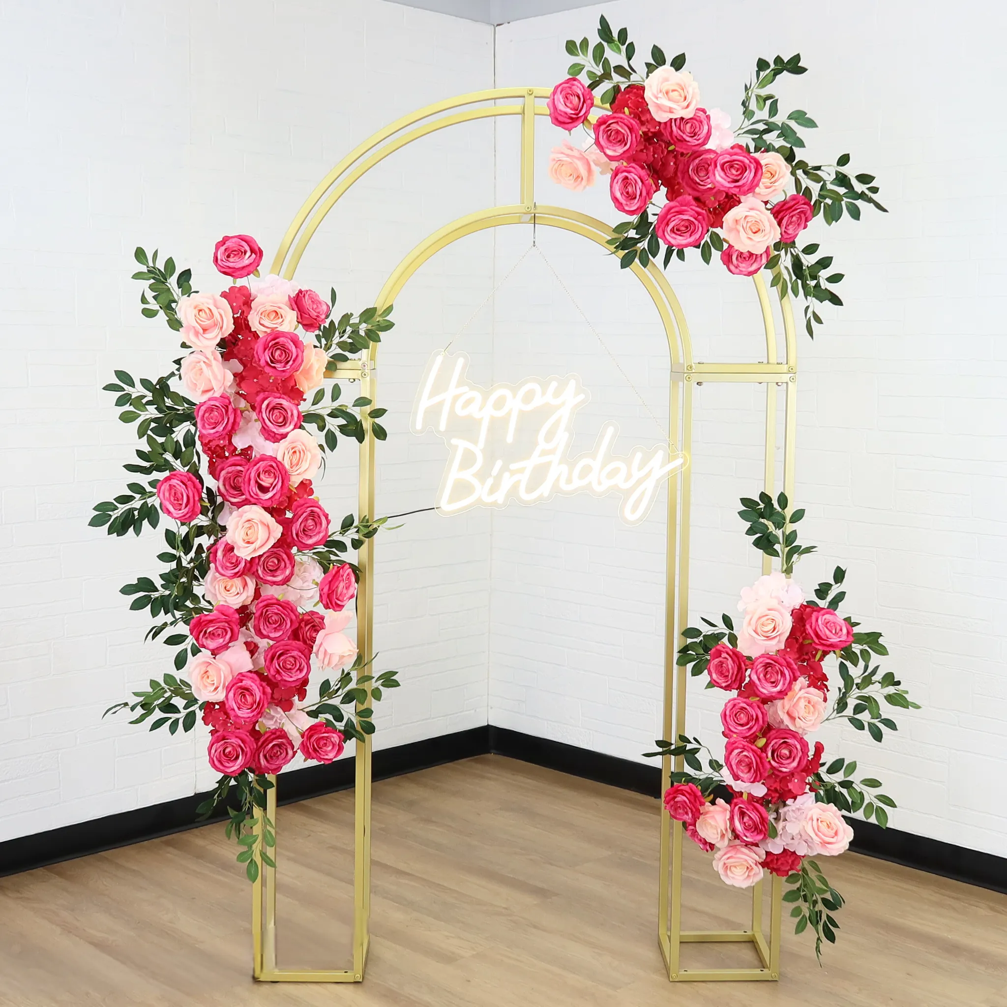 3D Metal Arch Frame Backdrop Party Stand - Gold