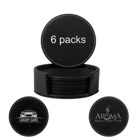 6 Pcs Double Leather Round Coasters