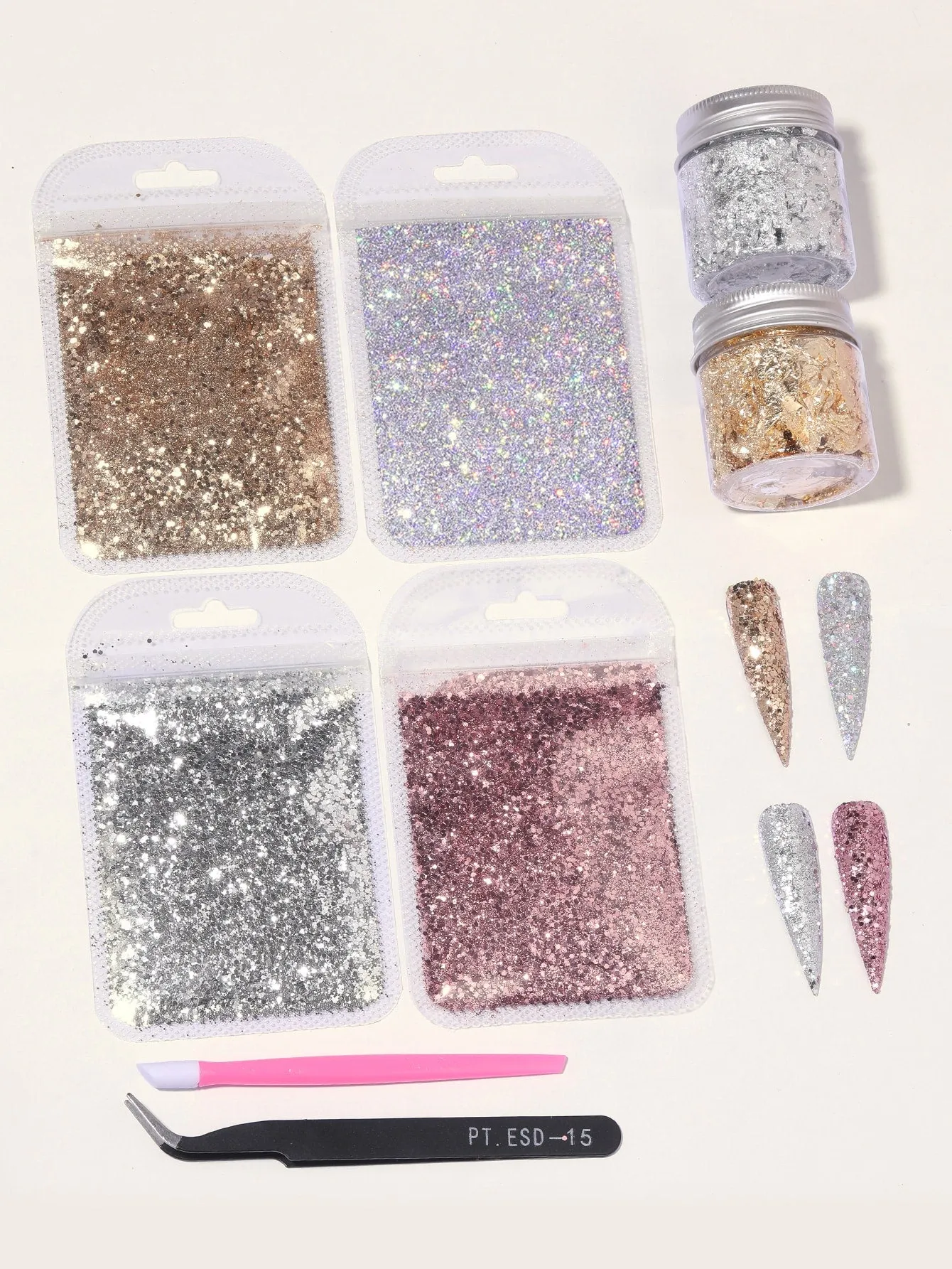 8 Pcs Foil Confetti Nail Art Set