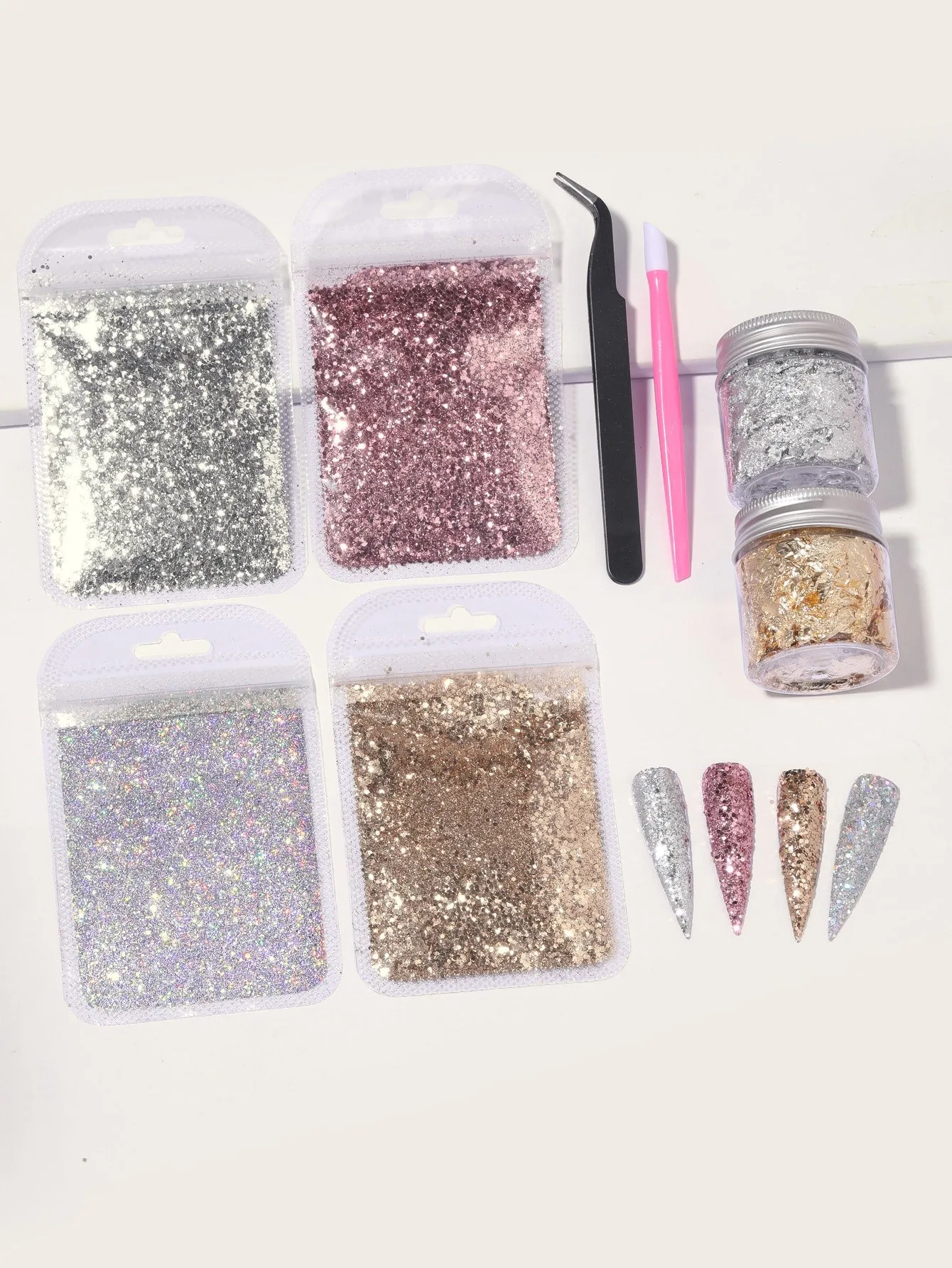 8 Pcs Foil Confetti Nail Art Set