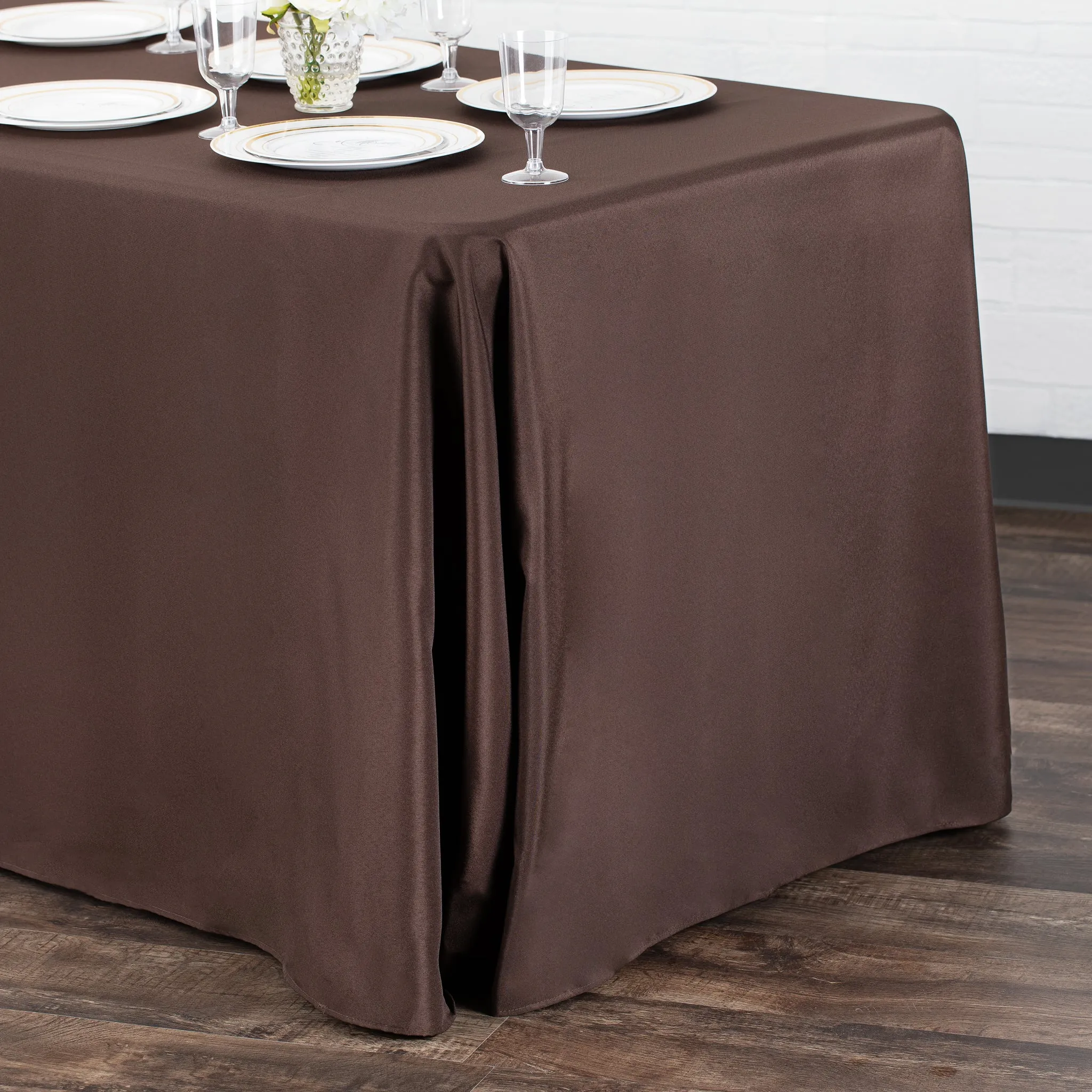 90"x156" Rectangular Oblong Polyester Tablecloth - Chocolate Brown