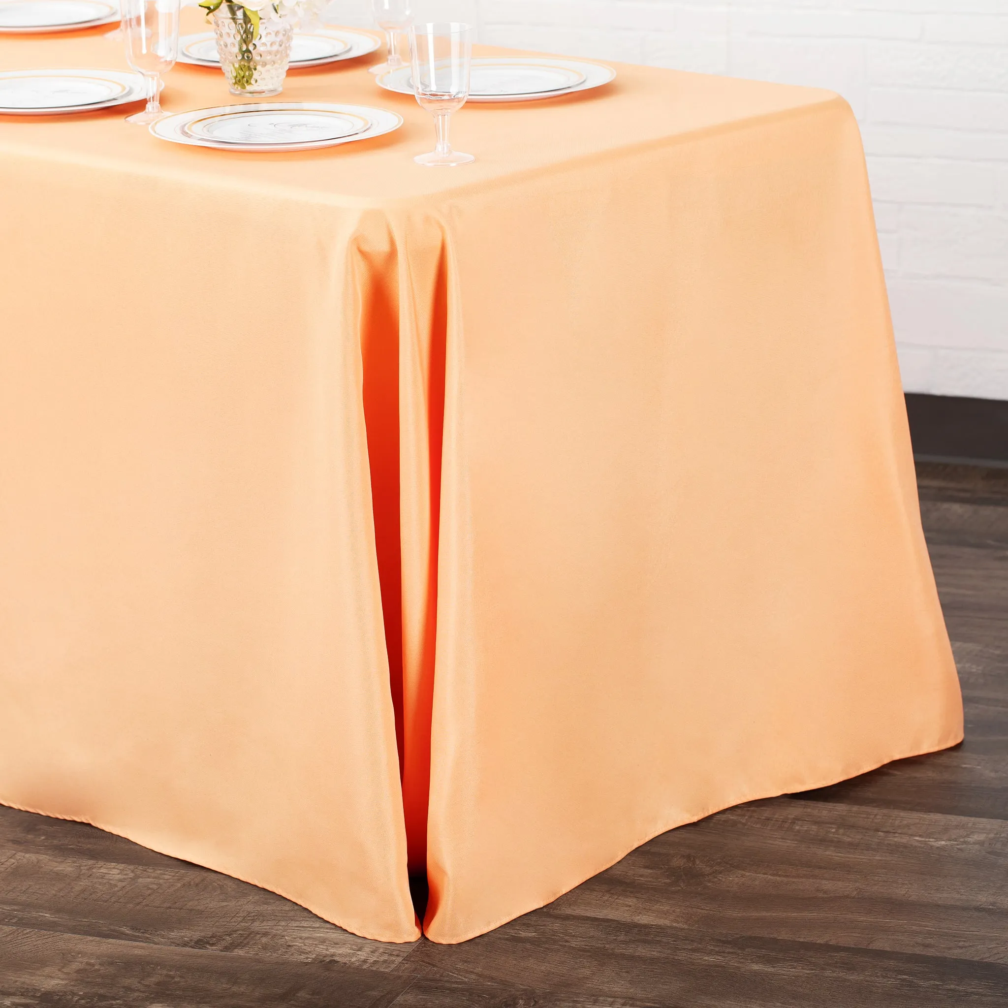 90"x156" Rectangular Oblong Polyester Tablecloth - Peach