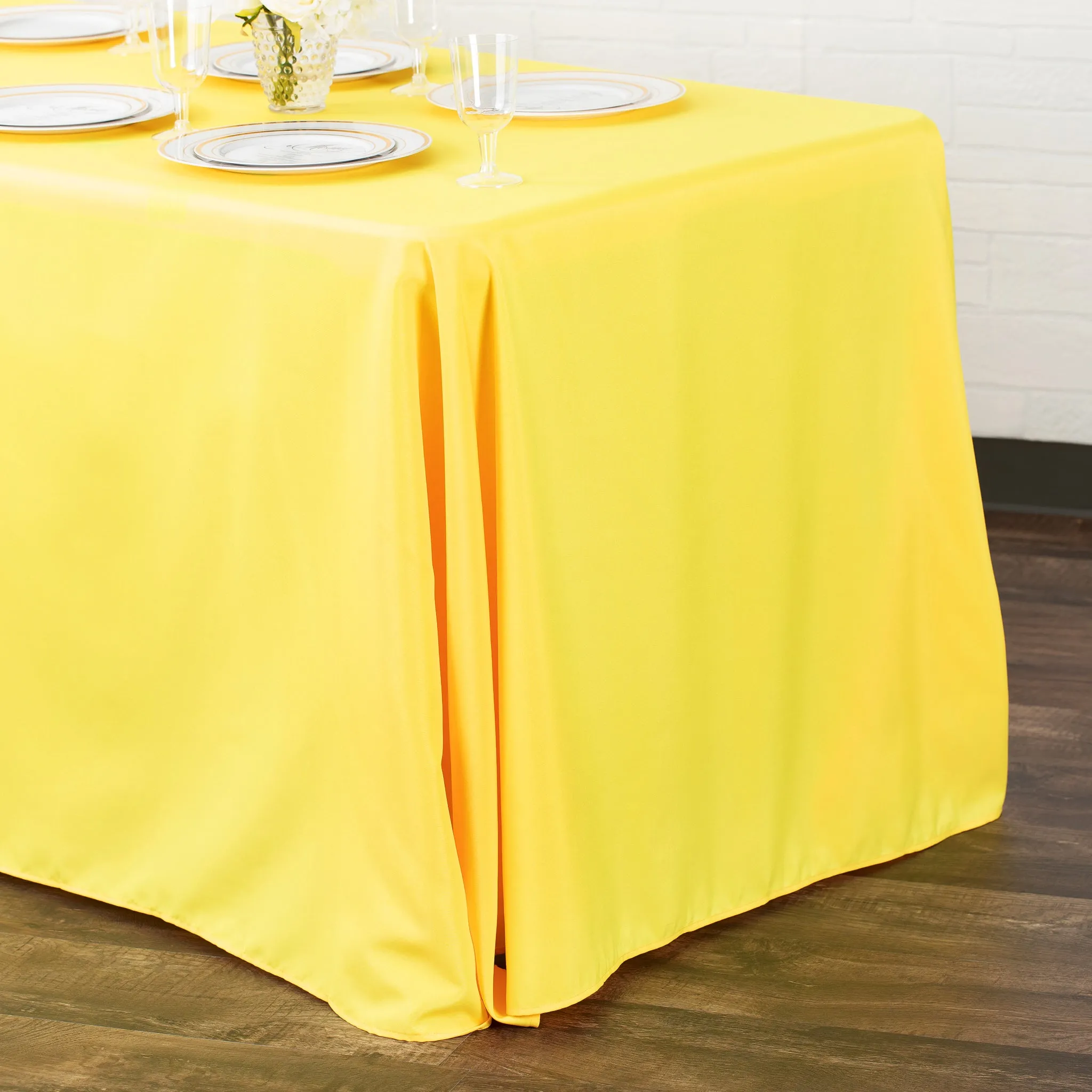 90"x156" Rectangular Oblong Polyester Tablecloth - Yellow