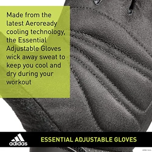 adidas Essential Adjustable Fingerless Gloves for Men and Women - Padded Weight Lifting Gloves - Adjustable Wrist Straps for Tailored, Secure Fit - Red, Large