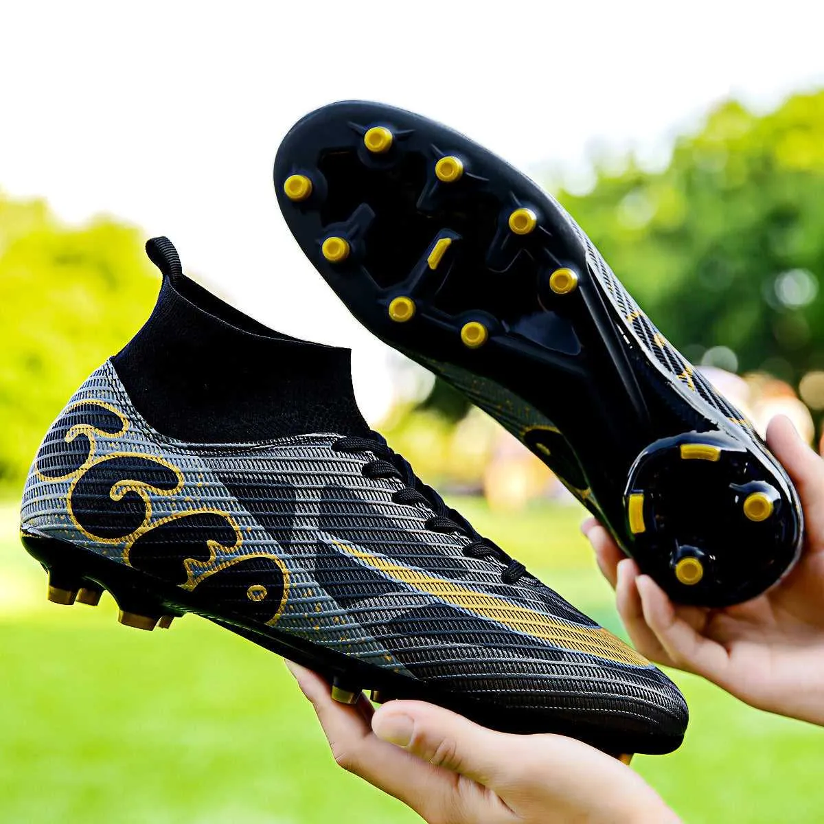 Adult and Boys' High-Top Soccer Cleats, Training