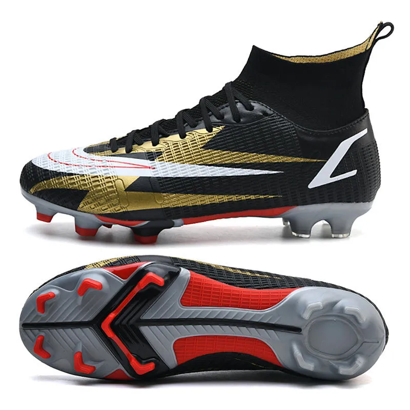 Adult and Kids' Non-Slip High-Top Soccer Cleats for Training