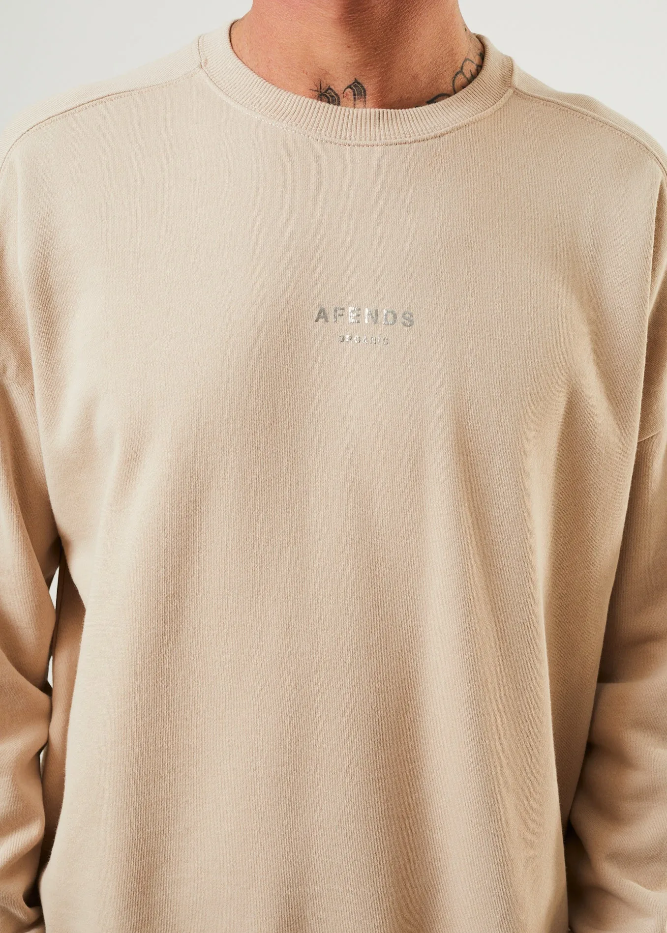 Afends Unisex Solitude - Unisex Organic Crew Neck Jumper - Bone