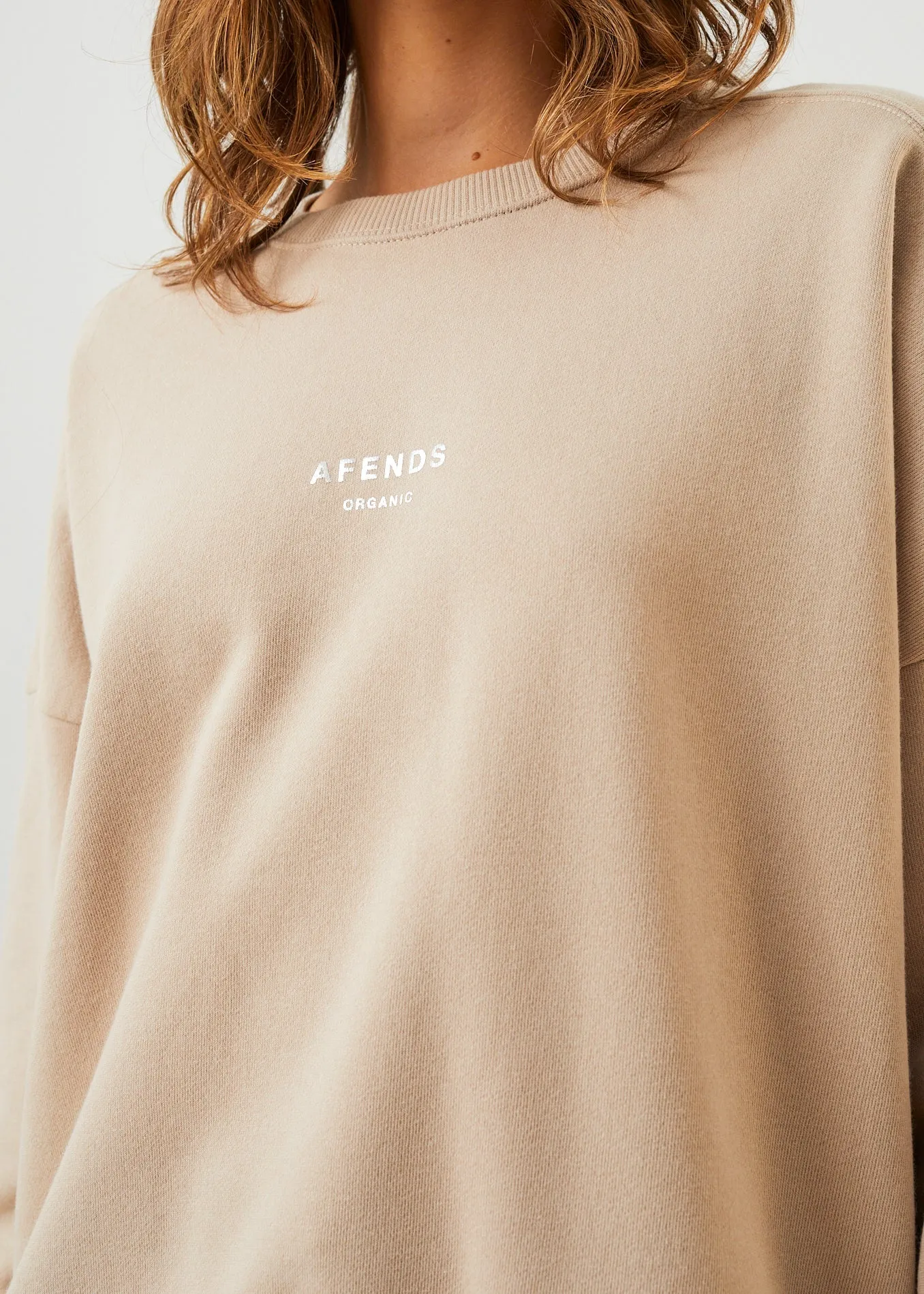 Afends Unisex Solitude - Unisex Organic Crew Neck Jumper - Bone