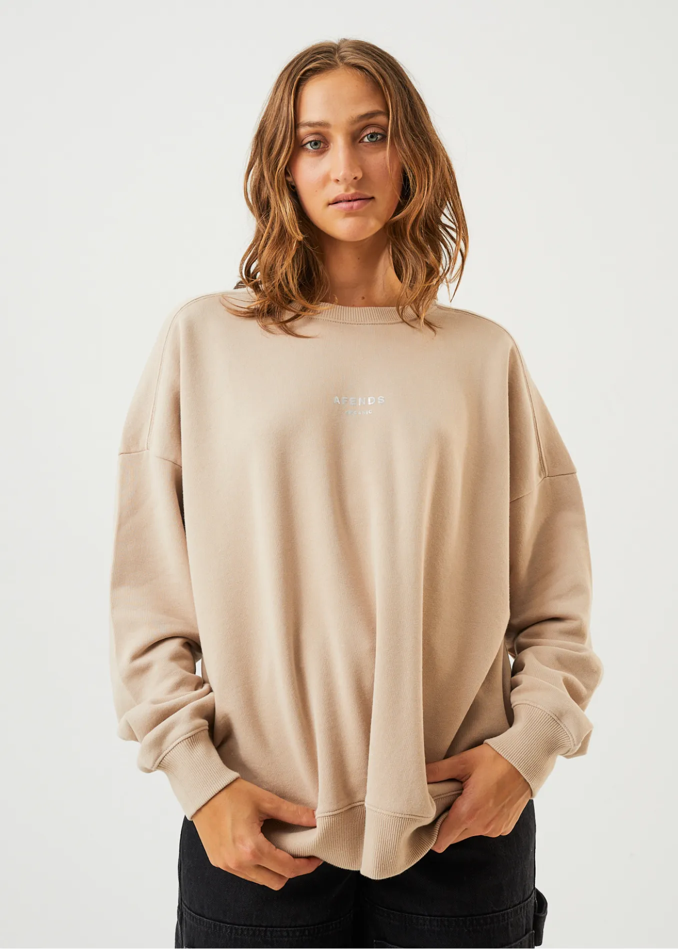 Afends Unisex Solitude - Unisex Organic Crew Neck Jumper - Bone