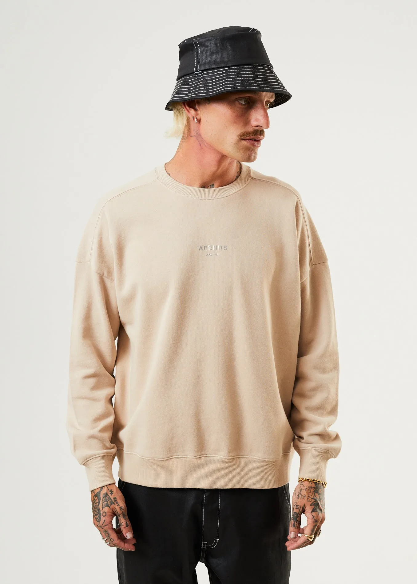 Afends Unisex Solitude - Unisex Organic Crew Neck Jumper - Bone