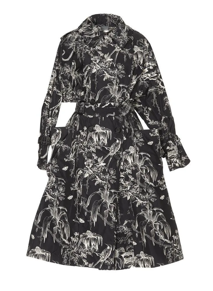 Alexander McQueen Floral Printed Trench Coat