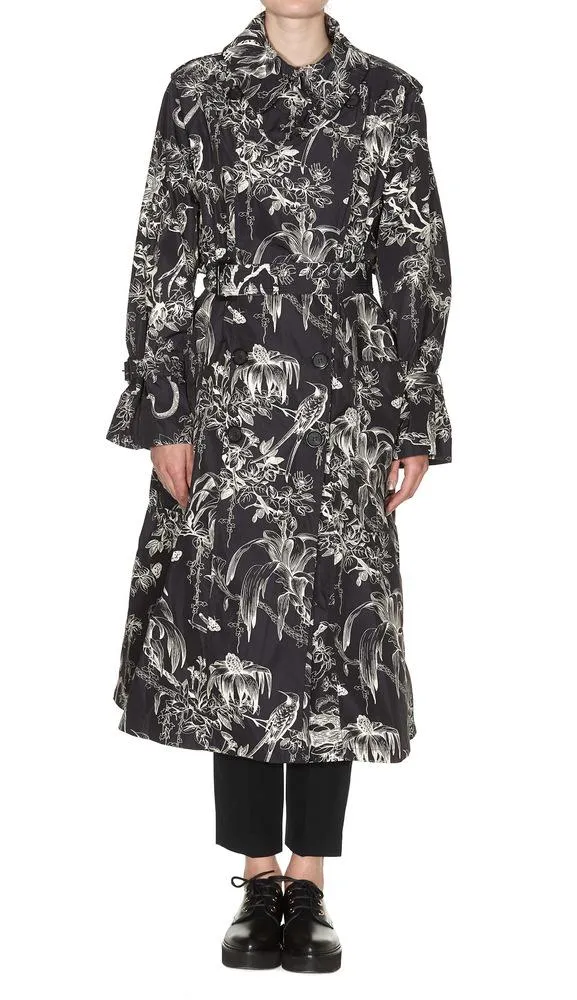 Alexander McQueen Floral Printed Trench Coat