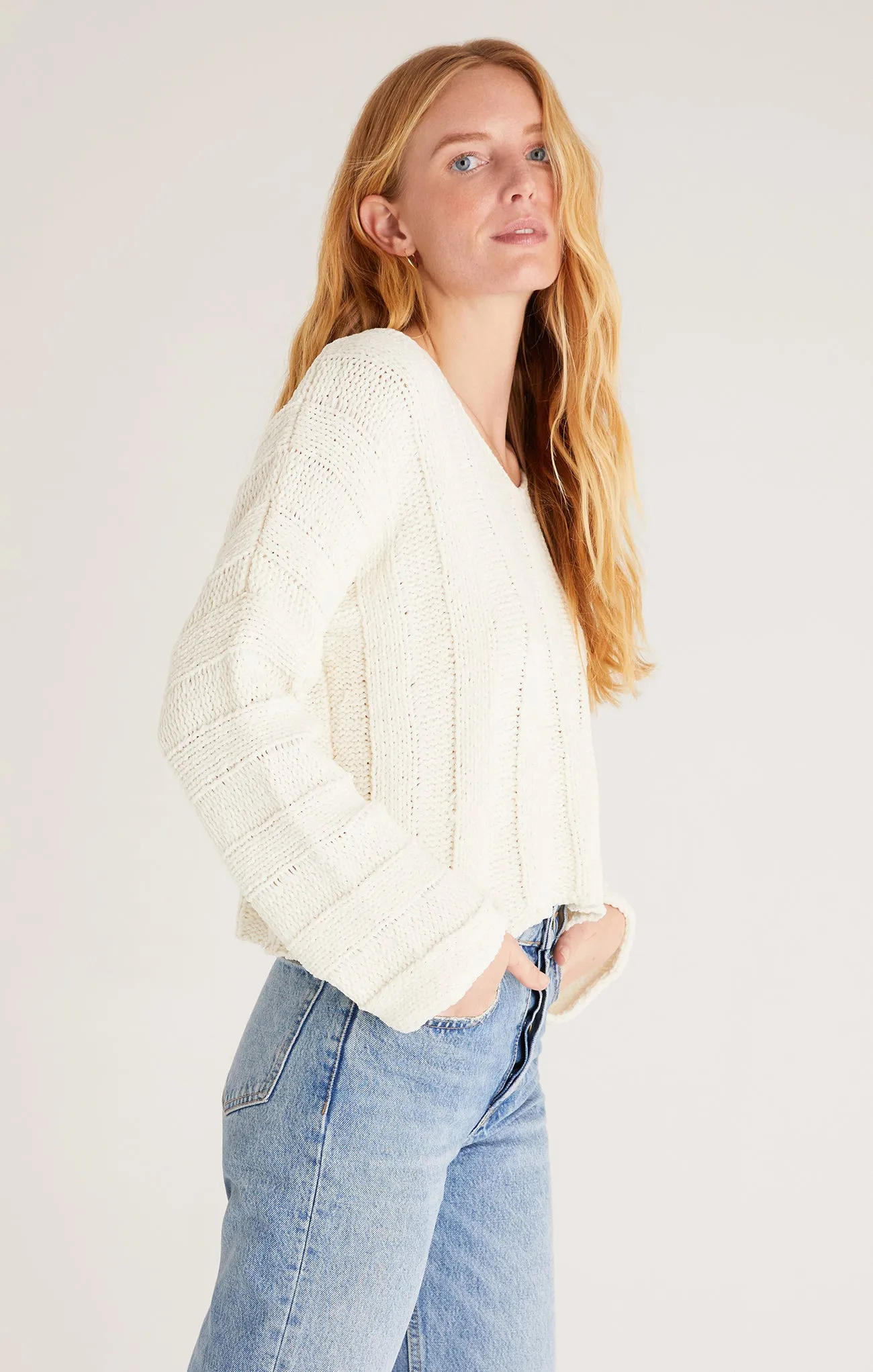 Amata V Neck Sweater White