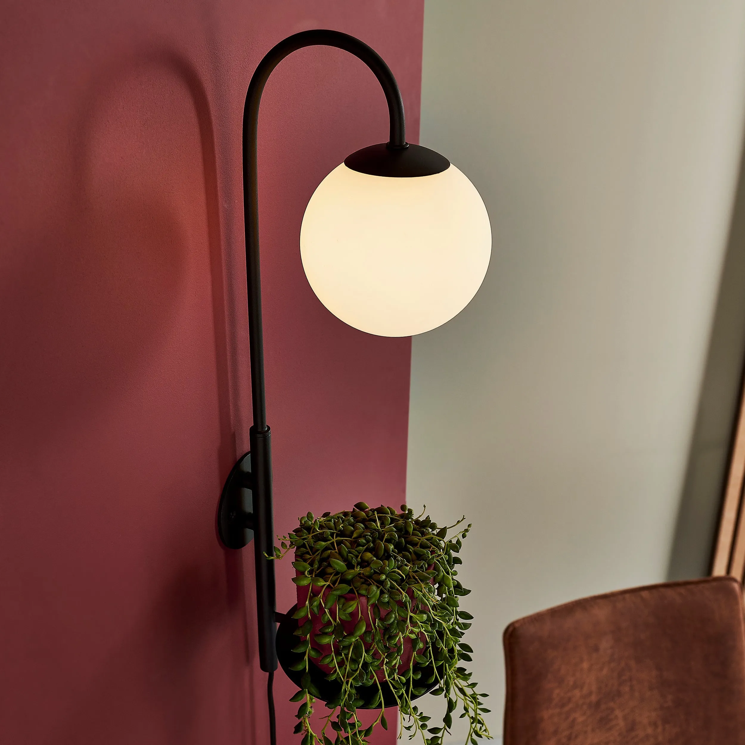 Amos Fusion Wall Light with Shelf Satin Black