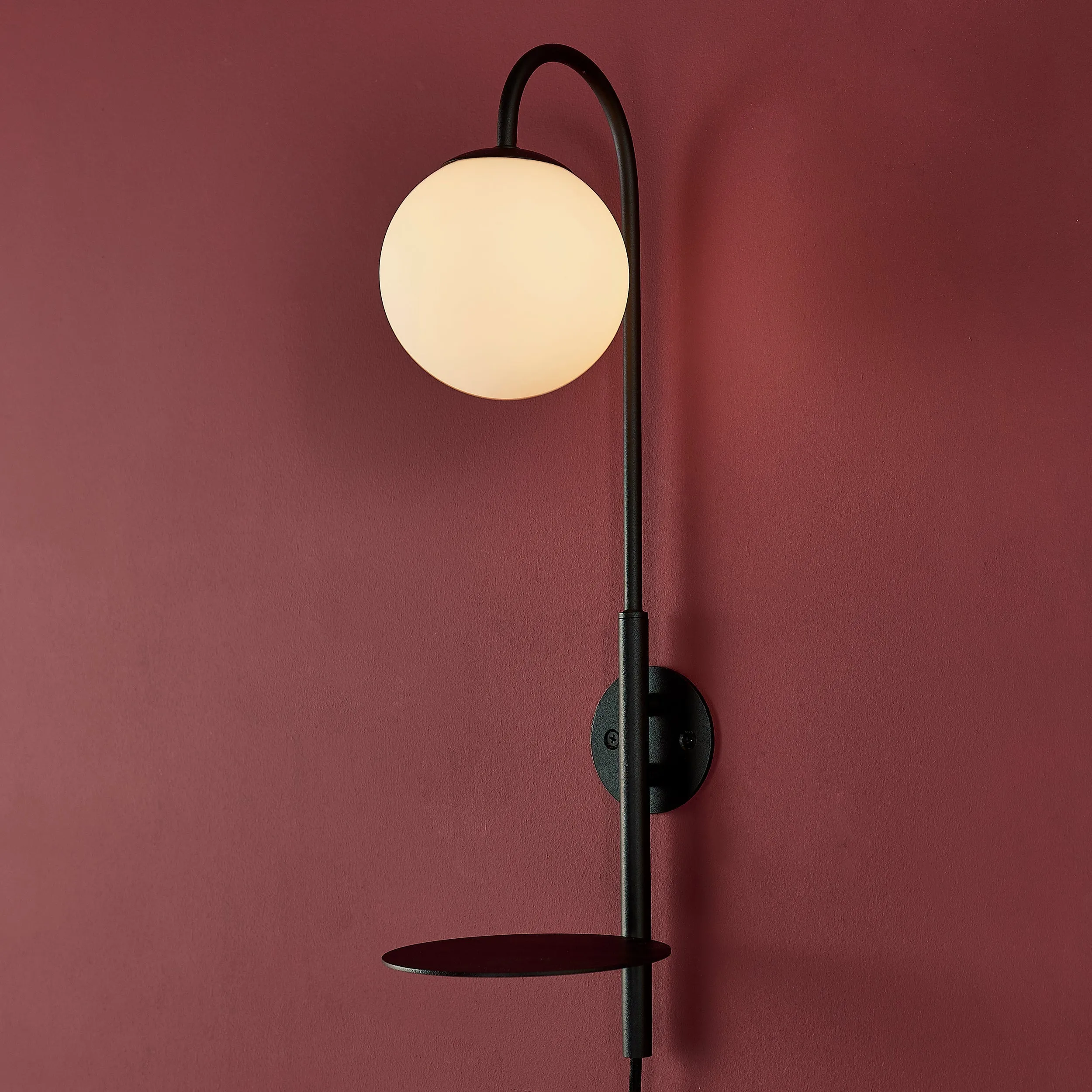 Amos Fusion Wall Light with Shelf Satin Black