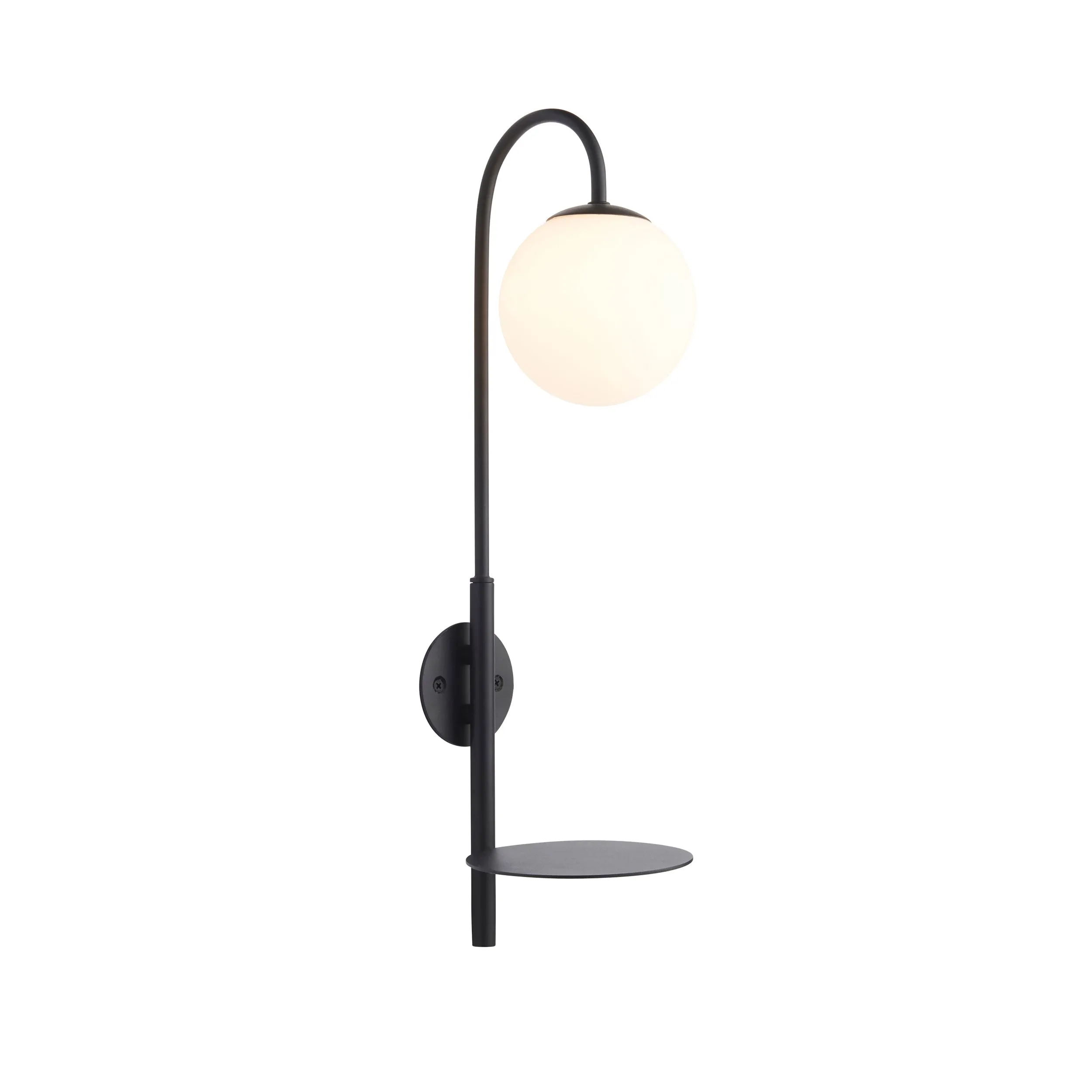 Amos Fusion Wall Light with Shelf Satin Black