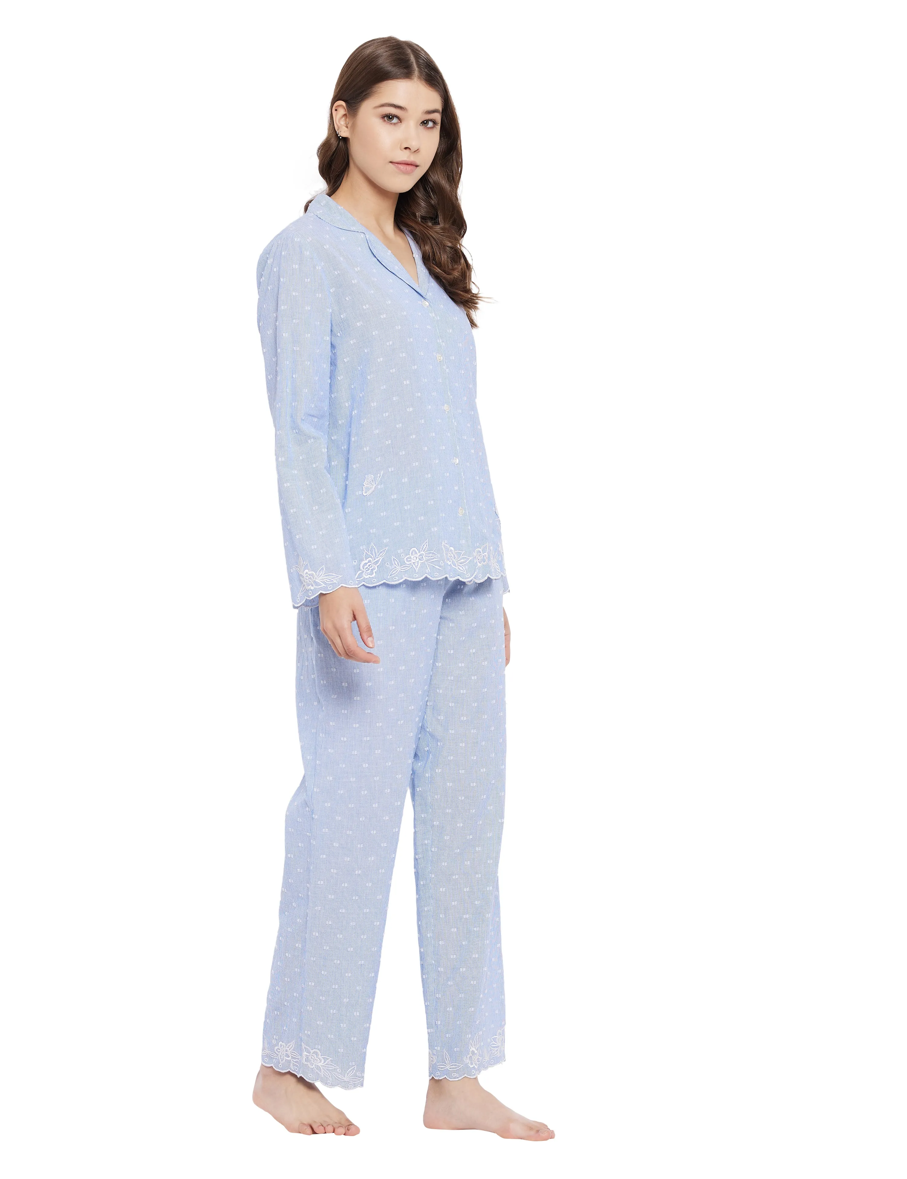 Annie Cotton Embroidery Pyjamas Set