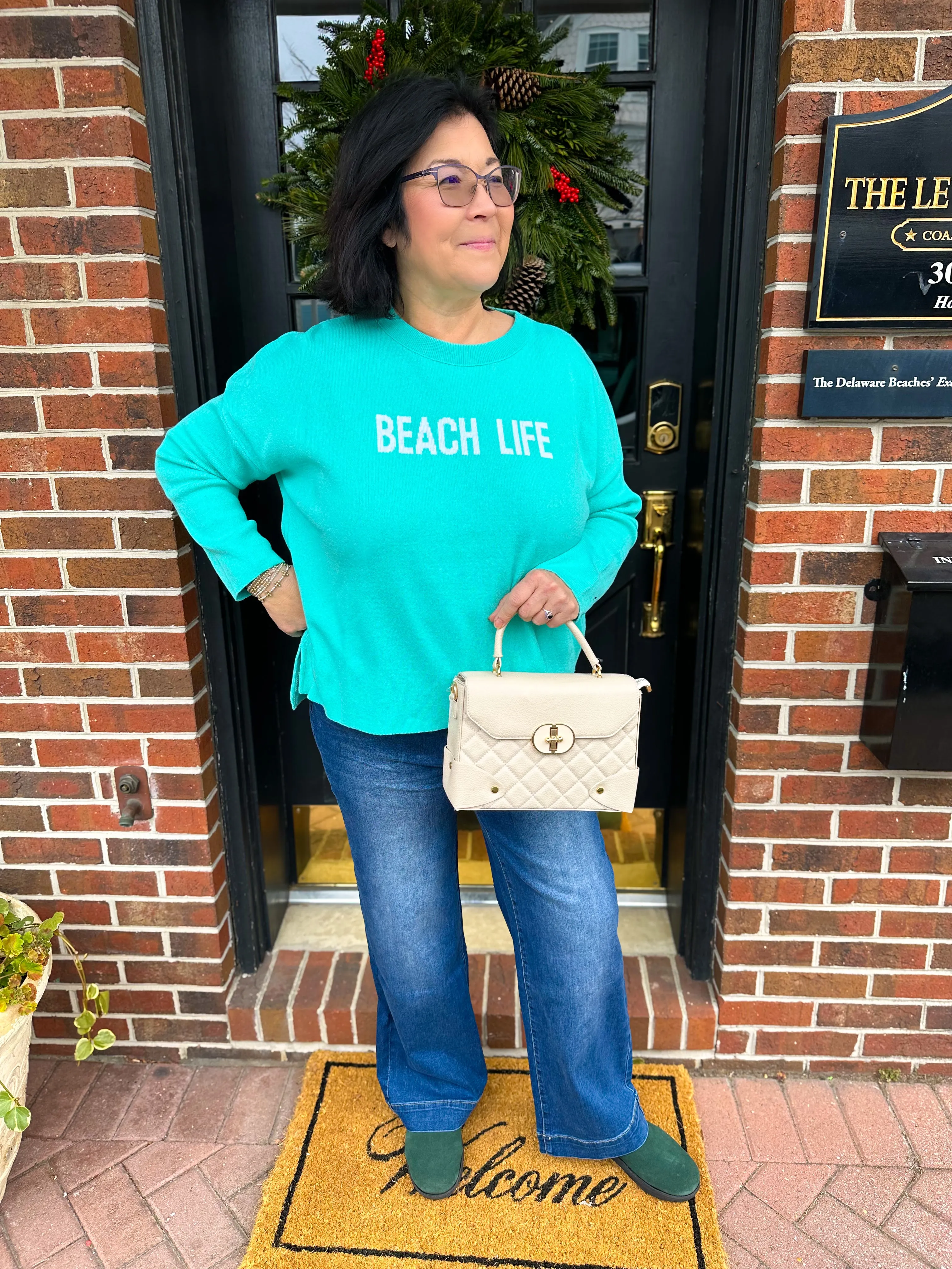 Aqua Beach Life Pullover Sweater