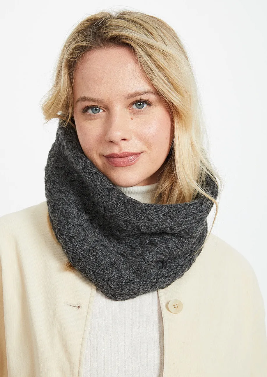 Aran Infinity Cable Scarf | Charcoal