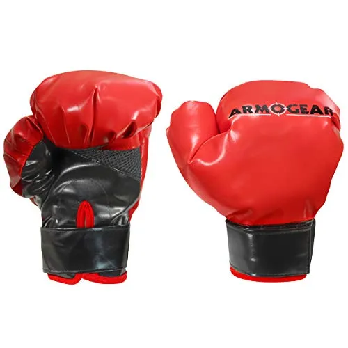 ArmoGear Kids Boxing Gloves with Easy Closure Fits Kids & Teens Red black