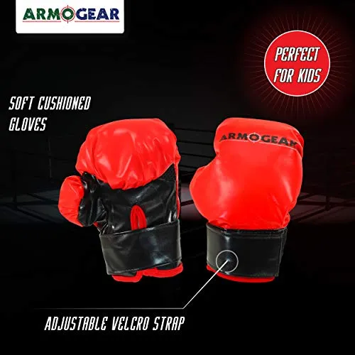 ArmoGear Kids Boxing Gloves with Easy Closure Fits Kids & Teens Red black