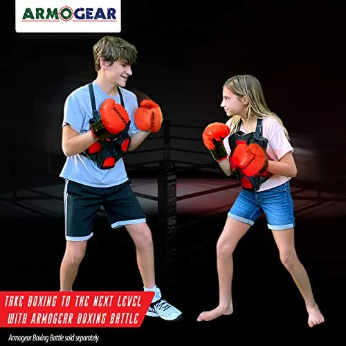 ArmoGear Kids Boxing Gloves with Easy Closure Fits Kids & Teens Red black