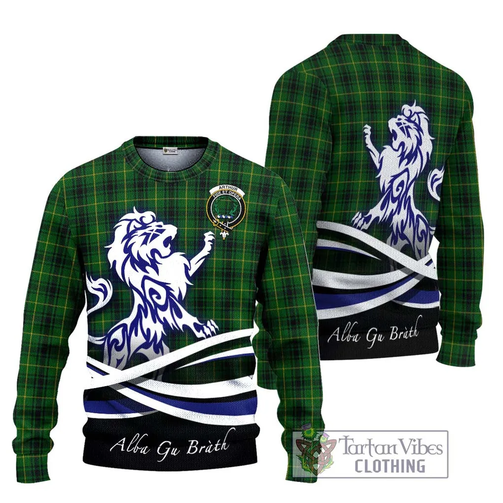 Arthur Tartan Ugly Sweater with Alba Gu Brath Regal Lion Emblem