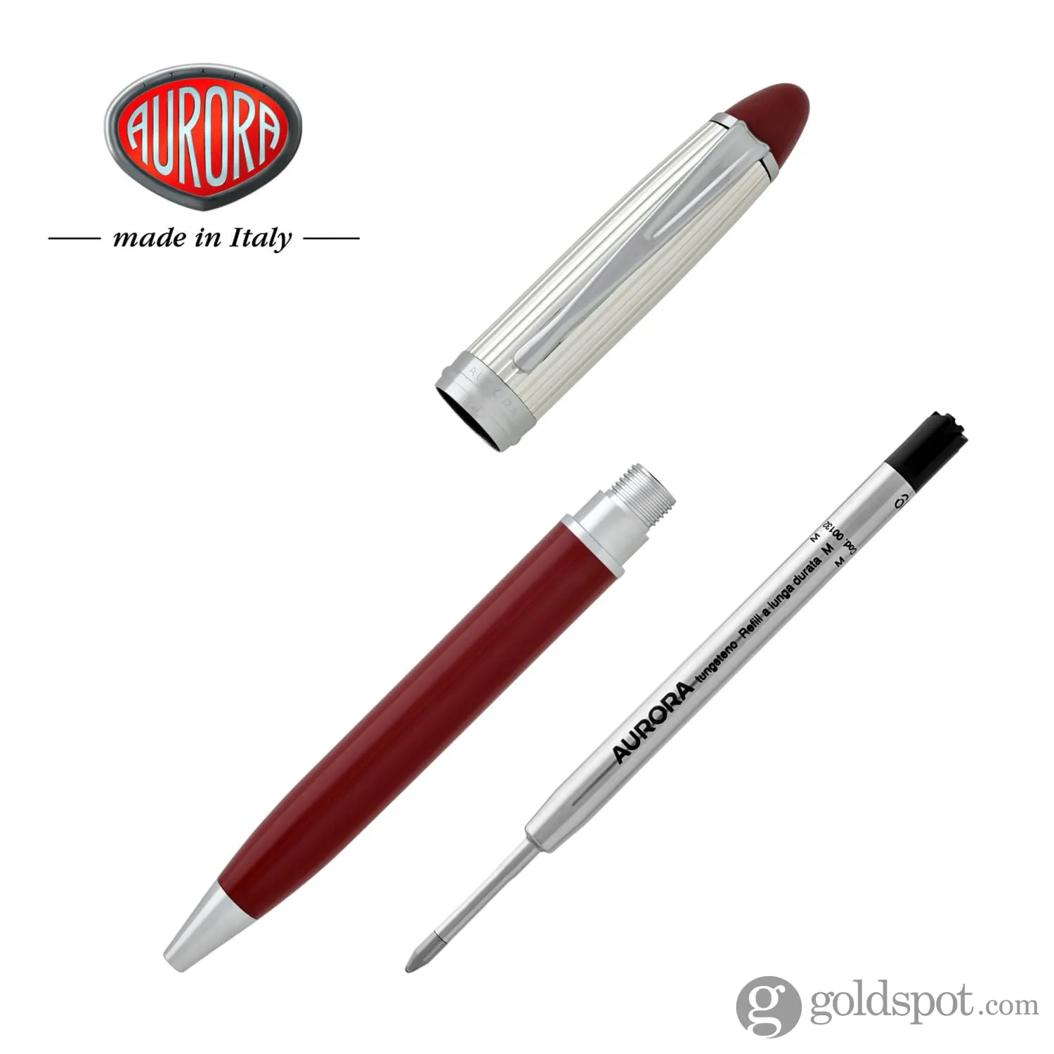 Aurora Ipsilon Ballpoint Pen in Red & Sterling Silver Cap