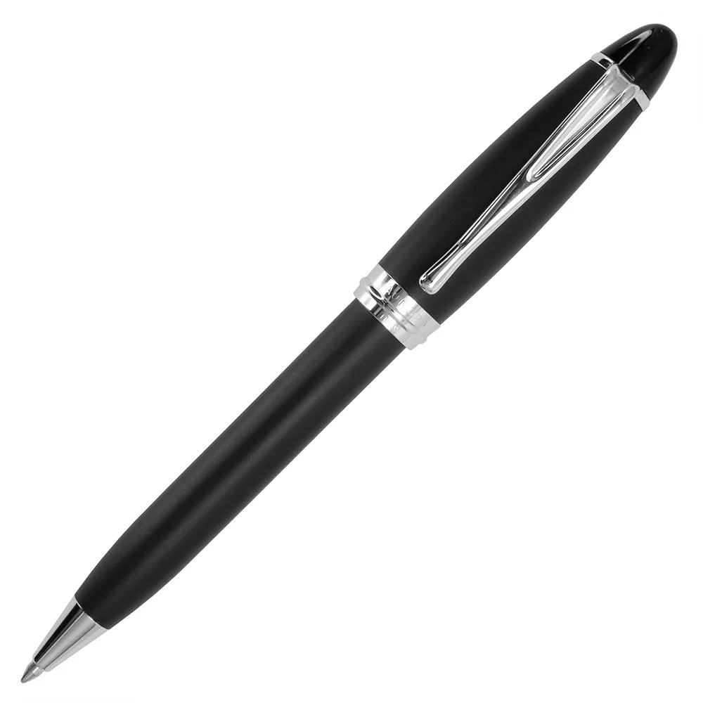 Aurora Ipsilon Satin Ballpoint Pen - Black with Chrome Trim