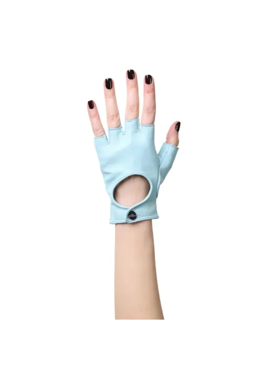 Baby Blue Isla Fingerless Leather Gloves