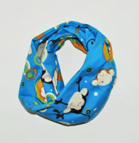 Baby/Toddler infinity scarf, monkey scarf, soft baby scarf, trendy baby scarf, infinity scarf, blue monkey infinity scarf,  toddler scarf