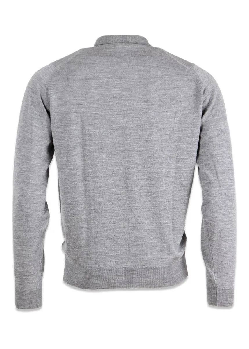 Belper Knitted Polo LS - Silver