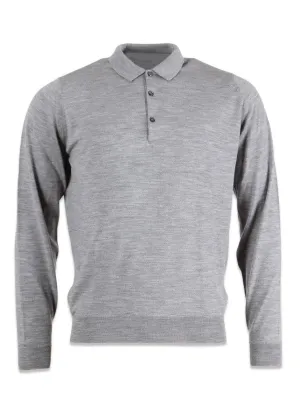 Belper Knitted Polo LS - Silver